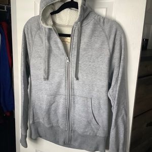 Gray  fleece lined hoodie sweater  medium 8 10